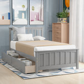 HAOYYE Twin Platform Bed with Two Drawers, Sturdy Space-Saving Heavy Duty Modern Design, Gray, Ideal for Adults and Dorm Rooms, Easy Assembly, Contemporary Bedroom Furniture