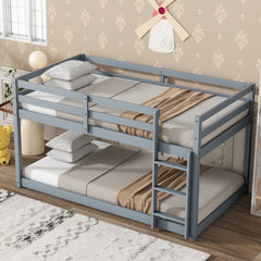 HAOYYE Solid Wooden, Solid Rubber Wooden Twin over Twin Loft Bed with Ladder, with Bed Platform of Strengthened Slats , Grey Sturdy Space-Saving Heavy Duty Modern Design Adults Dorm Room Easy Assembly