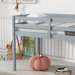 HAOYYE Solid Wooden, Rubber Wooden Twin Loft Bed with Ladder, Bed Platform of Strengthened Slats , Grey Sturdy Space-Saving Heavy Duty Modern Design Adults Dorm Room Easy Assembly Bedroom Furniture