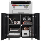 HAOYYE Home Office Printer Stand With Wheels, Mobile Filing Cabinet With Open Storage Shelves and File Door, Suitable for Letter/Legal/A4 Files, Sturdy Space-Saving Heavy Duty Design