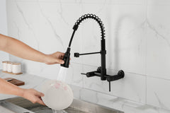 HAOYYE 3 Functions Wall Mounted Bridge Kitchen Faucet Sturdy Space-Saving Heavy Duty Modern Design Adults Dorm Room Easy Assembly Bedroom Furniture