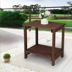 HAOYYE Outdoor Rectangular Wood Side Table for Patio Garden Balcony and Porch, Modern Accent Table with Slatted Top and Sturdy Legs, Weather Resistant End Table for Outdoor Living Room or Lounge Furniture Setup