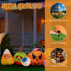 HAOYYE 8FT Halloween Inflatable Pumpkins, Eyeball, and Candy Yard Decoration, Blow-Up Outdoor Decor with Built-In LED Lights for Lawn, Garden, Indoor, and Holiday Party Display