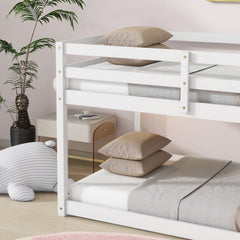HAOYYE Solid Wooden, Solid Rubber Wooden Twin over Twin Loft Bed with Ladder, with Bed Platform of Strengthened Slats,White Sturdy Space-Saving Heavy Duty Modern Design Adults Dorm Room Easy Assembly