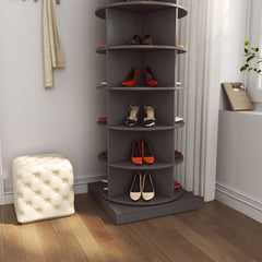 HAOYYE Grey 360 Rotating shoe cabinet 6 layers Sturdy Space-Saving Heavy Duty Modern Design Adults Dorm Room Easy Assembly Bedroom Furniture