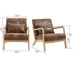 HAOYYE Mid Century Modern Accent Chair with Wood Frame, Upholstered Living Room Chairs with Waist Cushion, Reading Armchair for Bedroom Sunroom Sturdy Space-Saving Heavy Duty Modern Design Adults