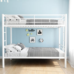 HAOYYE Bunk Bed Twin Over Twin Size with Ladder and high Guardrail, Able to Split, Metal Bunk Bed, Storage Space, Noise Free,White Sturdy Space-Saving Heavy Duty Modern Design Adults Dorm Room