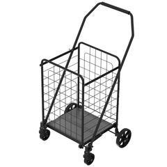 HAOYYE Shopping Cart with Shelf Foldable Utility Grocery Cart on Wheels Double Basket Design 360° Rolling Swivel Wheels for Easy Maneuvering Perfect for Groceries Laundry and Everyday Use