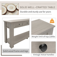 HAOYYE Console Table with Storage Drawers and Bottom Shelf for Entryway or Hallway, Gray Wash, Sturdy Space-Saving Design, Heavy Duty Construction, Easy Assembly, Durable and Stylish Home Furniture