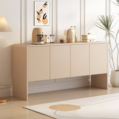 HAOYYE Minimalist Style 60"L Large Storage Space Sideboard with 4 Doors and Rebound Device for Living Room and Entryway (Apricot Cream) Sturdy Space-Saving Heavy Duty Modern Design Adults