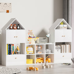 HAOYYE Versatile Bookshelf with House-Shaped Design, Multifunctional Storage Organizer for Books and Toys, Durable and Safe for Playroom or Bedroom, Easy to Assemble