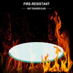 HAOYYE Round Tempered Glass Table Top With Clear Glass And Quarter Inch Thickness, Featuring A Flat Polished Edge And Heavy Duty Space Saving Modern Design, Ideal For Living Room, Bedroom, Dorm And Office, Easy Assembly, Sturdy Accent Piece