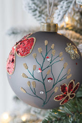 HAOYYE D3.9" Christmas Ball Ornaments, Glass Decorative Hanging Ball Christmas Tree Ornaments for Holiday Party Decorations, Set of 6 Sturdy Space-Saving Heavy Duty Modern Design Adults Dorm Room