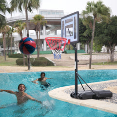 Haoyye Portable Basketball Stand with Adjustable Height, PVC Backboard, Adjustable Hoop for Outdoor Play, Durable Steel Frame, Easy to Assemble and Move, Perfect for Backyard or Outdoor Sports Activities