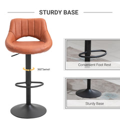 HAOYYE Height Adjustable Bar Stool with Backrest and Footrest, Swivel Counter Height Chair with Sturdy Metal Base, Modern PU Leather Barstool for Kitchen Island, Dining Room, or Home Bar