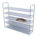 HAOYYE 5-Tier Shoe Storage Rack, Durable Gray Non-Woven Fabric Organizer, Compact Space-Saving Shoe Shelf with Handle, Simple Assembly, Modern Design for Closet, Bedroom, Entryway, Versatile Use Shoe Tower, Premium Quality Shoe Stand