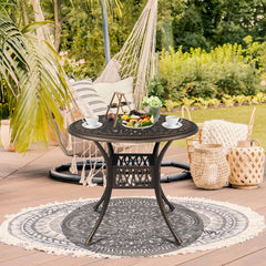 HAOYYE Round Top Courtyard Cast Aluminum Table, Durable and Elegant Outdoor Dining Table for Patio, Garden, or Balcony, Sturdy and Weather-Resistant, Easy to Clean and Maintain