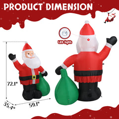 HAOYYE Lighted Christmas Inflatable Santa Claus with Large Gift Bag, Funny Blow-Up Yard Decoration with Built-In LED Lights, Perfect for Holiday Parties, Front Yard, Lawn, and Garden Decor
