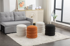 Haoyye Velvet Round Ottoman Footrest Stool, Soft Foam Padded Upholstered Footstool with Wooden Frame, Modern Space-Saving Accent Ottoman for Living Room, Bedroom, or Entryway, No Assembly Needed, Comfortable and Versatile Home Furniture