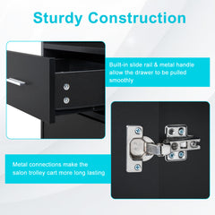 HAOYYE Beauty Salon Trolley Cart With 360° Swivel Wheels, Spacious Lockable Cabinet, Six Tool Holders For Heated Styling Tools, Smooth Rolling Salon Station Cart With Drawer For Organized Storage And Easy Mobility