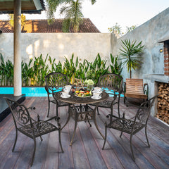 HAOYYE Round Top Courtyard Cast Aluminum Table, Durable and Elegant Outdoor Dining Table for Patio, Garden, or Balcony, Sturdy and Weather-Resistant, Easy to Clean and Maintain