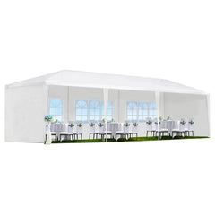 HAOYYE Elegant Outdoor Gazebo 10x30ft Canopy Tent with 5 Removable Sidewalls Waterproof Heavy Duty Party Tent for Weddings Events Backyard Patio Garden Shelter White