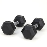 HAOYYE 20LB Pair HDRS Rubber Coated Solid Cast Iron Dumbbells with Contoured Chrome Handles, Hexagon Heads for Stable Grip, Floor Protection and Durable Strength Training Equipment for Home Gym and Fitness Workouts
