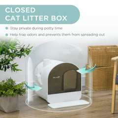 Haoyye Covered Cat Litter Box with Lid and Tray, Enclosed Hooded Litter Box for Indoor Cats, Includes Scoop, Filter, and Anti-Tracking Mat, Space-Saving and Easy to Clean Design, Suitable for Small Cats or Kittens, Modern Durable Plastic Structure