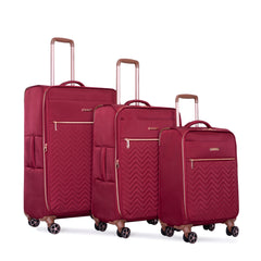 HAOYYE 4-Piece Set (16/20/24/28) ,Softshell Suitcase Spinner Wheels Terylene Luggage Sets Carry On Suitcase Luggage Lightweight Durable Suitcase Wine Red Sturdy Space-Saving Heavy Duty Modern Design