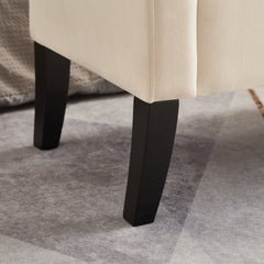 HAOYYE 51.5" Bed Bench with Storage Beige Velvet Sturdy Space-Saving Heavy Duty Modern Design Adults Dorm Room Easy Assembly Bedroom Furniture