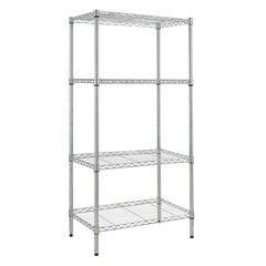 HAOYYE 4-Shelf Adjustable Wire Shelving Unit – Sturdy Chrome Storage Shelves With Heavy-Duty Steel Construction, Perfect For Garage, Kitchen, Office, Or Home Organization – Space-Saving, Durable, Adjustable Design For Flexible Storage Solutions