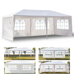HAOYYE 20*10*8.5ft Four Sides Waterproof Outdoor Tent, White PE Canopy with Spiral Tubes and Sturdy Iron Frame, Large Portable Event Shelter for Party Wedding Camping Backyard, Easy Assembly Temporary Structure
