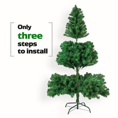 HAOYYE Green 6ft Artificial Christmas Tree with 1050 Branches, Realistic PVC Needles, Sturdy Metal Base with 3 Screws for Stability, Easy Assembly Holiday Decoration for Home, Office, and Event Celebrations