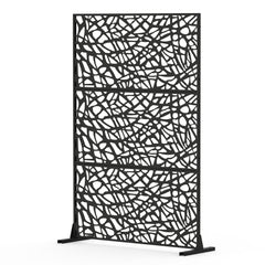 HAOYYE Metal Privacy Screens and Panels with Free Standing, Freestanding Outdoor Indoor Privacy Screen, Decorative Privacy Screen for Balcony Patio Garden, Room Divider, Mesh Shape Sturdy Space-Saving