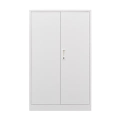 HAOYYE Metal Storage Cabinet with Locking Doors and Adjustable Shelves, Folding Filing Storage Locker Cabinet for Home Office, School, Garage, Durable and Space-Saving White Storage Solution
