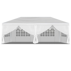 HAOYYE 10x20ft Outdoor Wedding Party Tent with 6 Removable Sidewalls, White Event Canopy for Backyard Market Gathering, Waterproof Pavilion for Patio Event Use