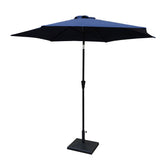 HAOYYE 8.8 Ft Outdoor Aluminum Patio Umbrella with 42 Pound Square Resin Base, Navy Blue Market Umbrella with Push Button Tilt and Crank Lift for Backyard Deck Garden Pool Shade