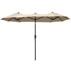 HAOYYE Double Sided Patio Umbrella Large Outdoor Market Umbrella with Push Button Tilt Crank Handle 3 Vents and 12 Ribs for Garden Deck Pool Backyard