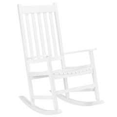 HAOYYE Square Wooden Rocking Chair with Wavy Backboard, Sturdy and Elegant Rocker for Patio, Porch, Garden, or Balcony, Comfortable and Durable Design for Relaxation and Outdoor Enjoyment