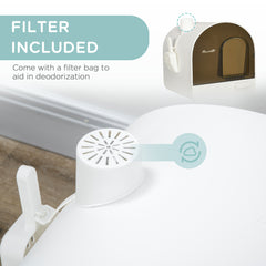 Haoyye Covered Cat Litter Box with Lid and Tray, Enclosed Hooded Litter Box for Indoor Cats, Includes Scoop, Filter, and Anti-Tracking Mat, Space-Saving and Easy to Clean Design, Suitable for Small Cats or Kittens, Modern Durable Plastic Structure