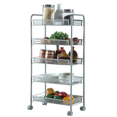 HAOYYE Honeycomb Mesh Style Five-Layer Removable Storage Cart, Silver, Premium Quality with Luxury Design, Versatile Storage Solution for Home, Office, or Bathroom, Comfortable and Decorative with Soft Cozy Warm Fleece