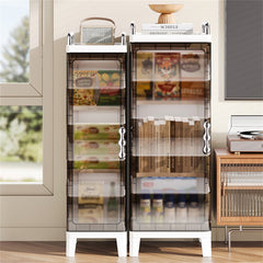 HAOYYE Slim Storage Cabinet With Adjustable Shelves And Magnetic Doors Waterproof Freestanding Organizer For Bathroom Kitchen Laundry Room Bedroom Narrow Spaces Space Saving White Modern Design