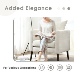 HAOYYE Barrel Chair, Chenille Accent Chair, Fabric Armchair Club Chair,Upholstered Arm Chair with Solid Wood Legs,Waist Pillow,Padded Single Chair for Living Room/Bedroom/Study/Waiting Room,Beige Sturdy