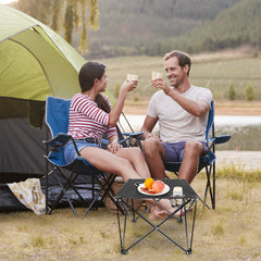 HAOYYE Compact Foldable Outdoor Side Table With No-Tool Setup, Water-Resistant 600D Polyester Fabric, Heavy Duty Steel X-Frame Supporting Up To 44 Lbs, Includes Carry Bag And Dual Drink Holders, Ideal For Camping, BBQ, Fishing, Backyard