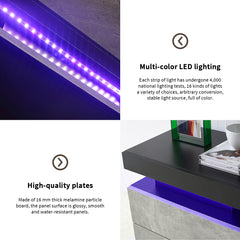 HAOYYE LED Nightstand with Cabinet Lights, Modern Bedside Table with 2 Drawers for Bedroom, Stylish End Table, Sturdy and Space-Saving Design, Heavy-Duty Construction, Easy Assembly, Ideal for Adults and Dorm Rooms