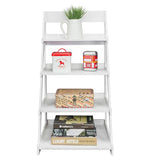 HAOYYE Wood Plastic 4-Tier Ladder-Style Shelf And Plant Stand, White Sturdy Space-Saving Organizer With Modern Design, Durable Storage Solution For Living Room, Bedroom, And Home Essentials, Stylish Display Shelf For Indoor Plants And Accessories