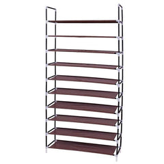 HAOYYE 10-Tier Non-Woven Fabric Shoe Rack, Simple Assembly, Durable and Space-Saving Organizer, Stylish Home Storage Solution