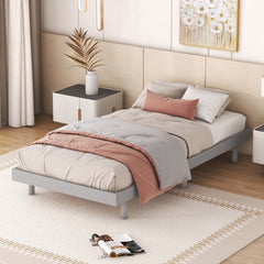HAOYYE Modern Design Twin Size Floating Platform Bed Frame for Grey Color Sturdy Space-Saving Heavy Duty Easy Assembly Durable Stylish Home Furniture Versatile