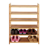 HAOYYE 6-Tier Bamboo Shoe Rack, Rectangular Sturdy Design, Durable Wood Color Storage Solution, Multifunctional Organizer, Modern Space-Saving Shelf For Shoes, Bags, And Accessories, Practical Home Organizer For Living Room, Bedroom, And Entryway