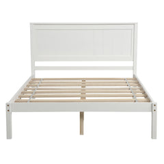 HAOYYE Platform Bed Frame with Headboard , Wood Slat Support , No Box Spring Needed ,Full,White(OLD SKU:WF191419AAK) Sturdy Space-Saving Heavy Duty Modern Design Easy Assembly Durable Stylish Home Furniture